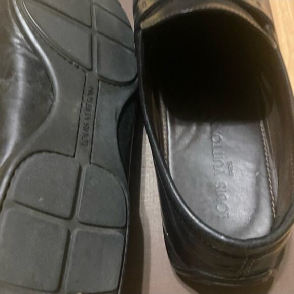 Louis Vuitton Loafer Tulum Dress Shoes Mens Sz 11 Black Leather Perforated Logo main image 5